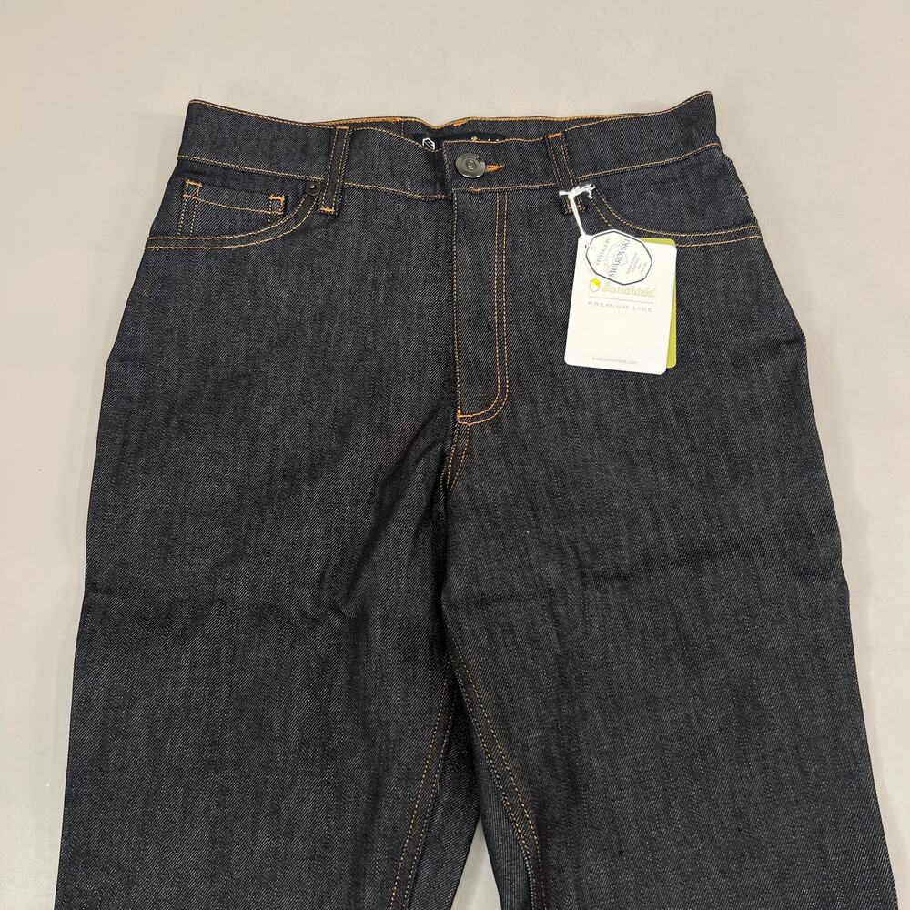 SAMSHIELD Swarovski Crystal Engraved Jeans Women Sz US 26, UK 8, 36 Black Denim - Picture 2 of 11